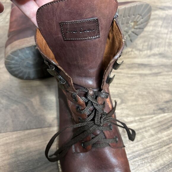 Franco Cuadra Brown Leather Ankle Lace up/ZIPPER dress boots Men\'s US 10/MEX 29